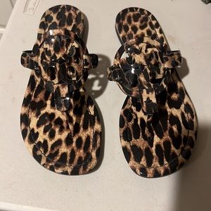 Tory burch natural leopard sandals